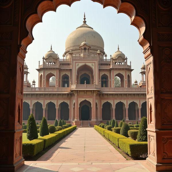 A majestic Indian palace, showcasing regal architecture.