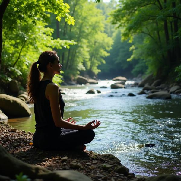 Meditating by a river