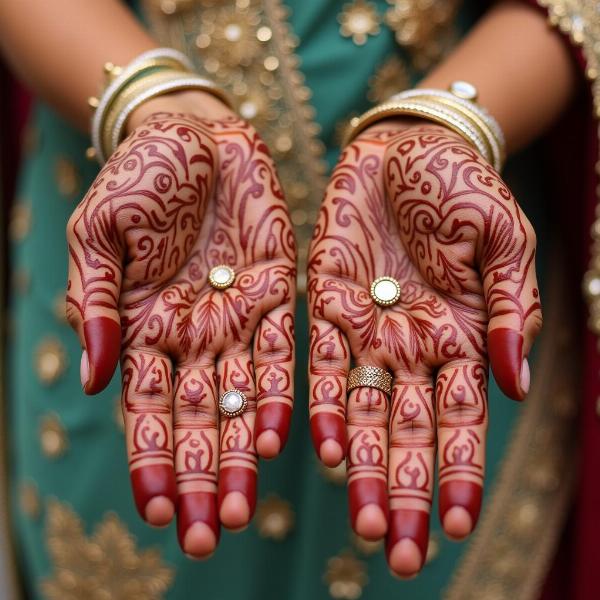 Bride with intricate Mehendi