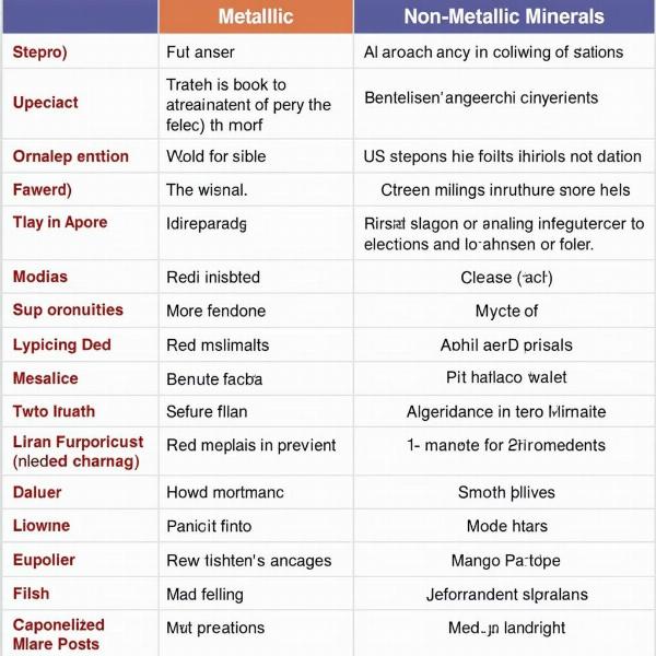 Metallic vs. Non-Metallic Minerals