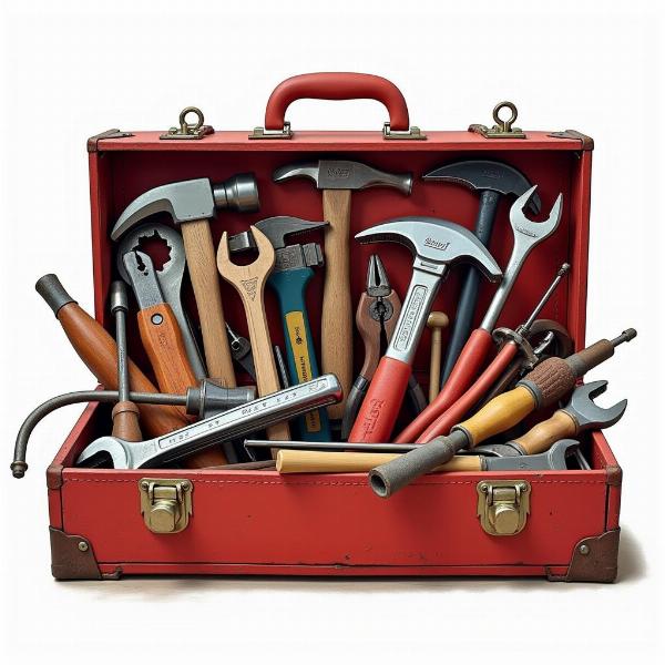 Various tools jumbled in a toolbox