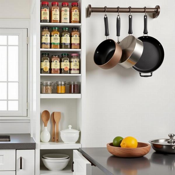 Organized Kitchen Utensils in a Modern Indian Home