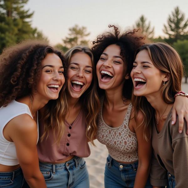 Group of friends laughing together