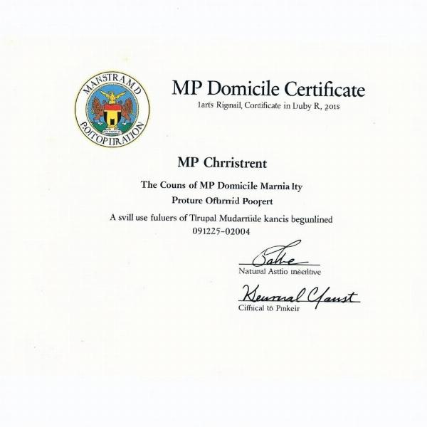 MP Domicile Certificate Image