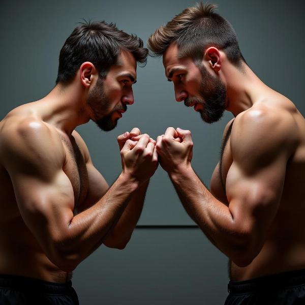 Two people facing each other with clenched fists, signifying a confrontation