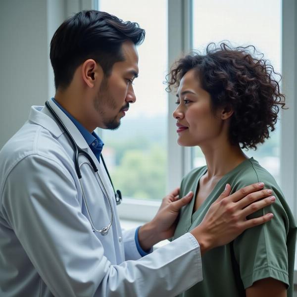 Doctor examining a patient who fainted