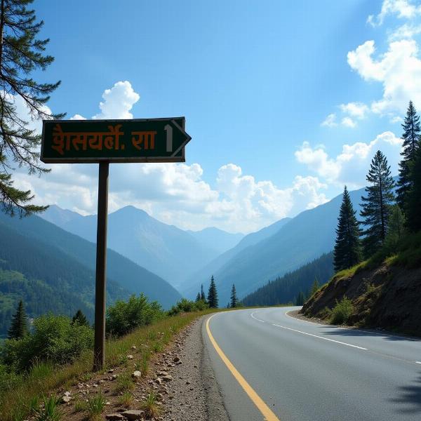 Nainital Road Sign in Hindi