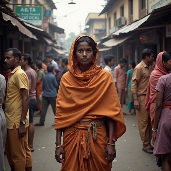 Nondescript Person in a Crowd in India