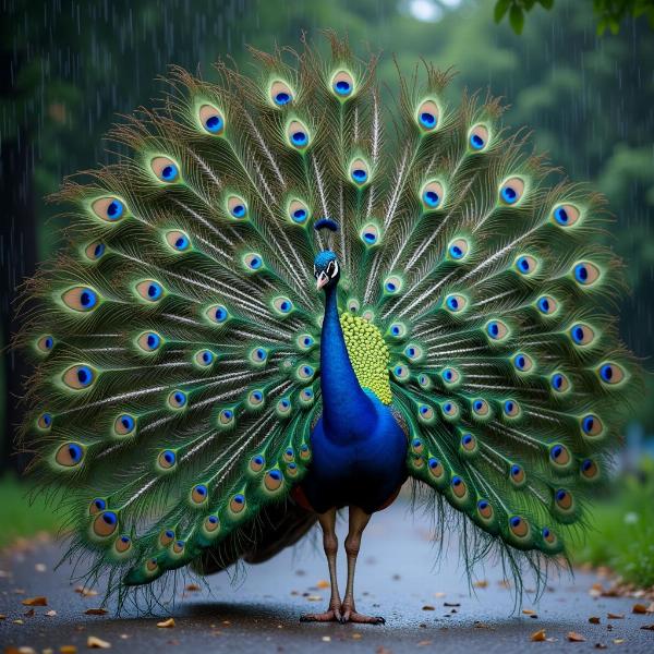 Peacock Dancing in Rain