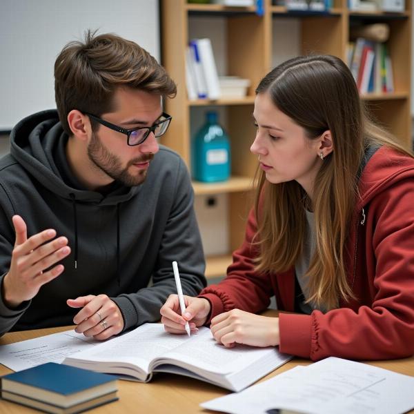 Students engaged in a peer tutoring session