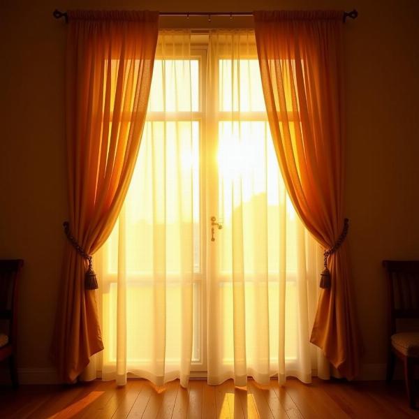 Sunlight penetrating through curtains