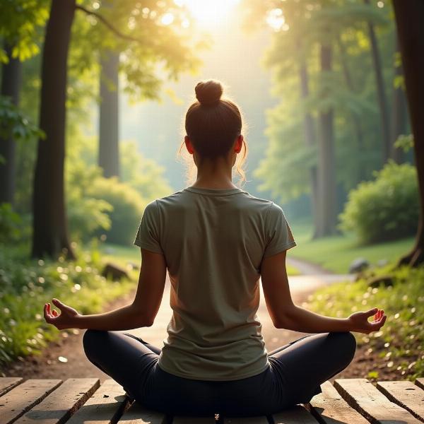 A person meditating to calm their mind and gain focus.