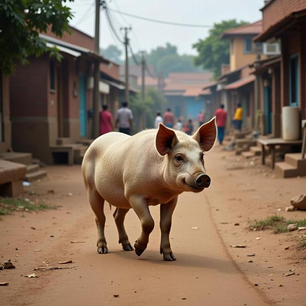 Pig in an Indian Village