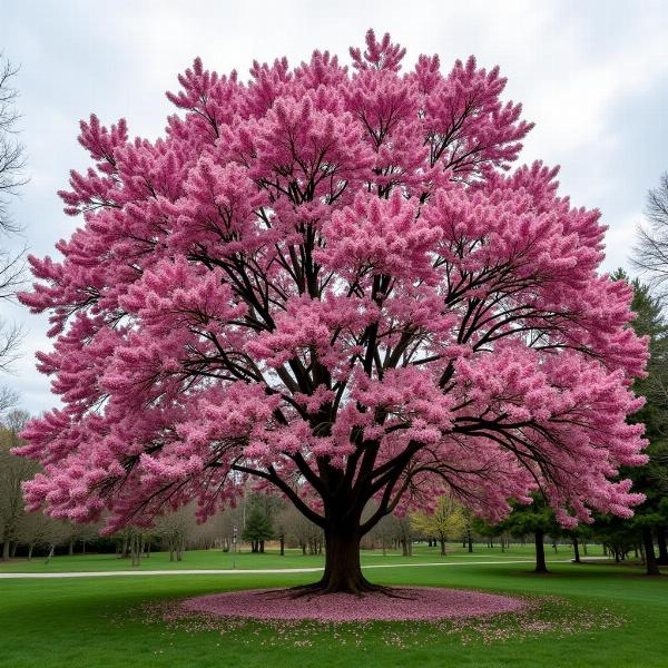 Pink Magnolia tree in full bloom