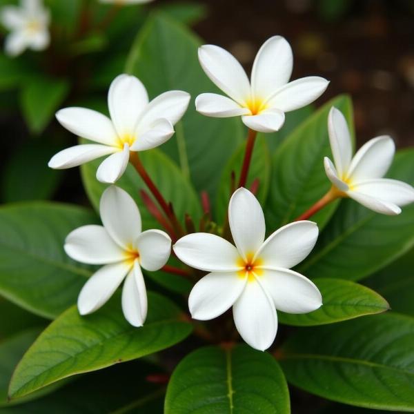 Plumeria Pudica with its characteristic white flowers