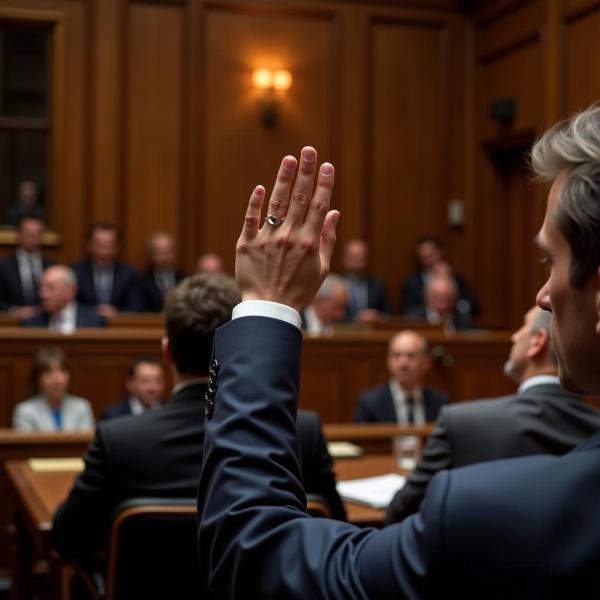 Raising a hand in Parliament