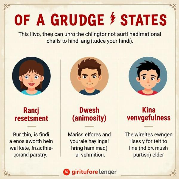 Ranj, Dwesh, and Kina: Visual representations of Grudge in Hindi