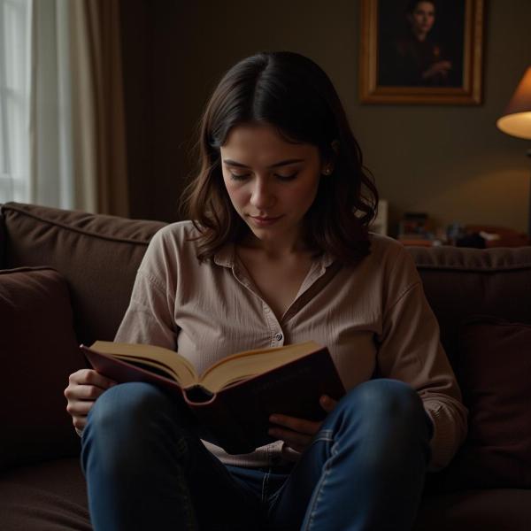 Person engrossed in reading a book