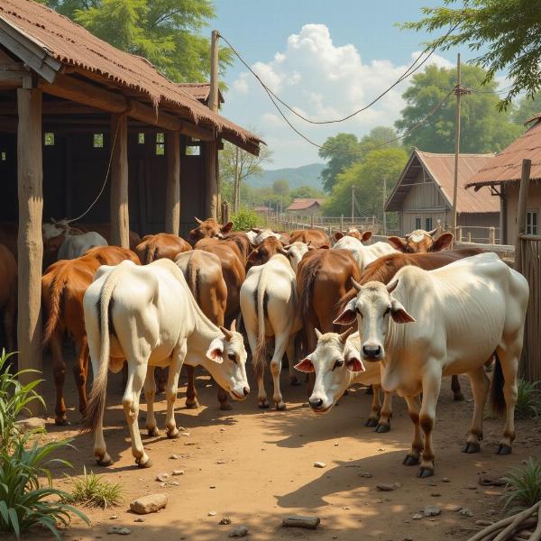 Rearing Animals on a Farm in India