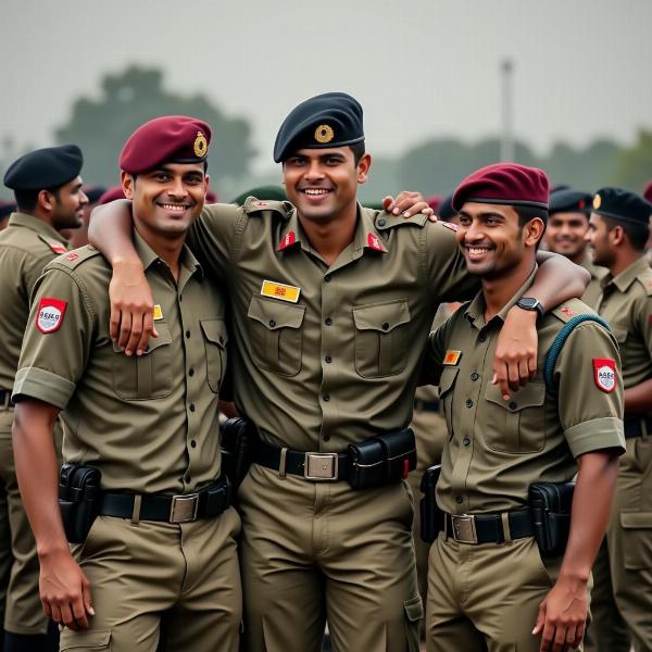 Indian Army Soldiers Showing Camaraderie