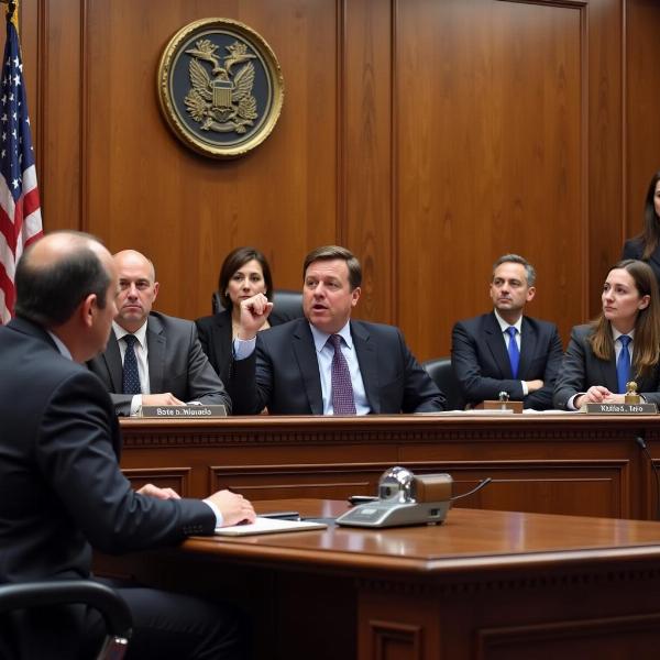 Courtroom Scene During a Restigation Hearing