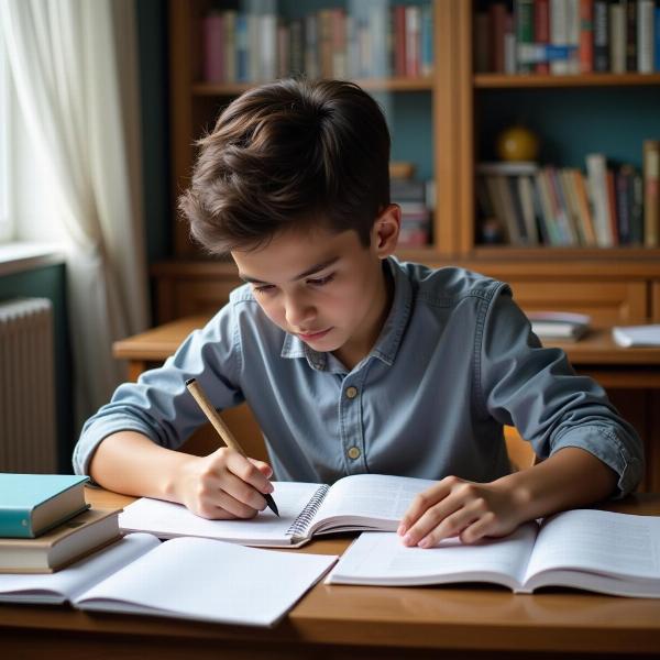 Student preparing for exam