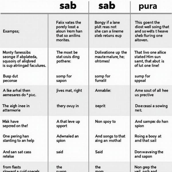 Comparison between "Samast," "Sab," and "Pura"