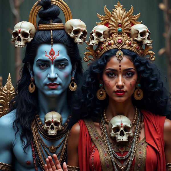 Shiva and Kali with Skulls