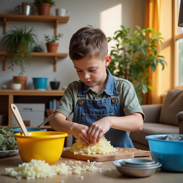 Smart Boy Helping Family