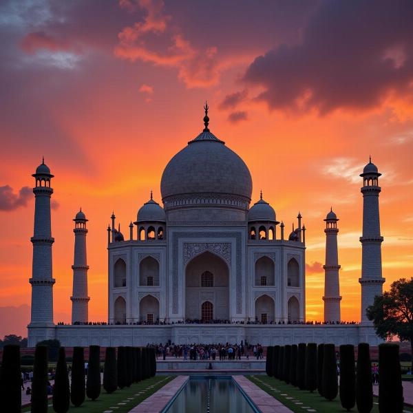 Stunning Sunset Over Taj Mahal