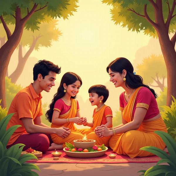 Image of an Indian family celebrating, reflecting the cultural significance of the name Sushant