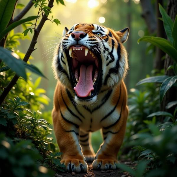 Tiger Roaring in the Jungle