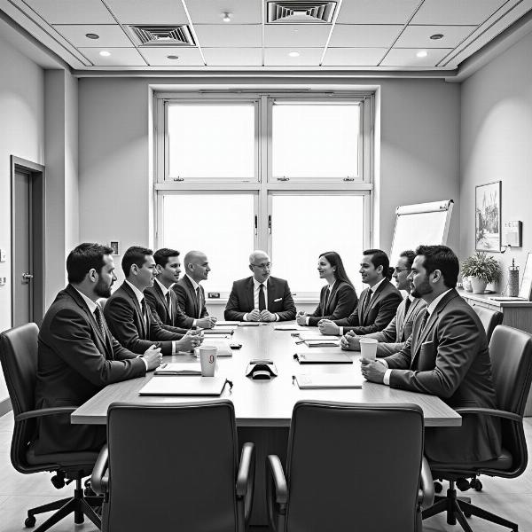 Image depicting a business meeting discussing a temporary policy