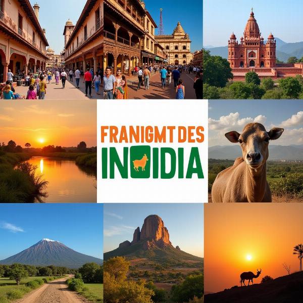 A collage of images showing various travel experiences in India