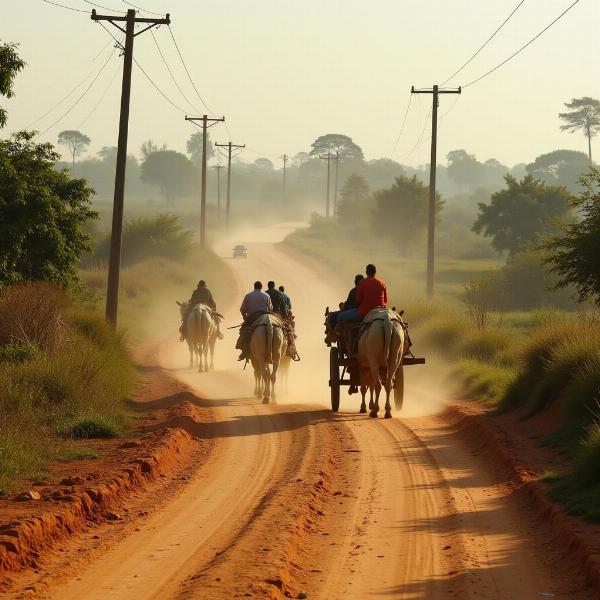 Unpaved road in rural India