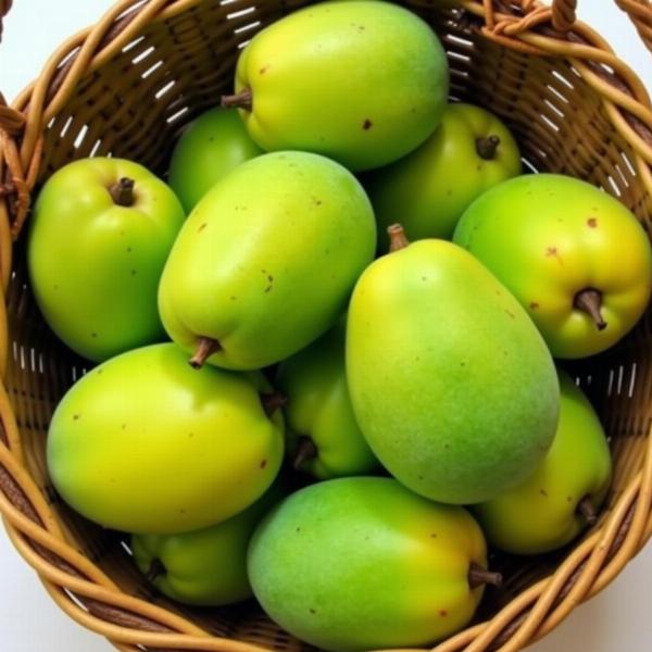 Unripe Mangoes in Basket