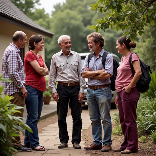 Neighbors chatting in their vesina.