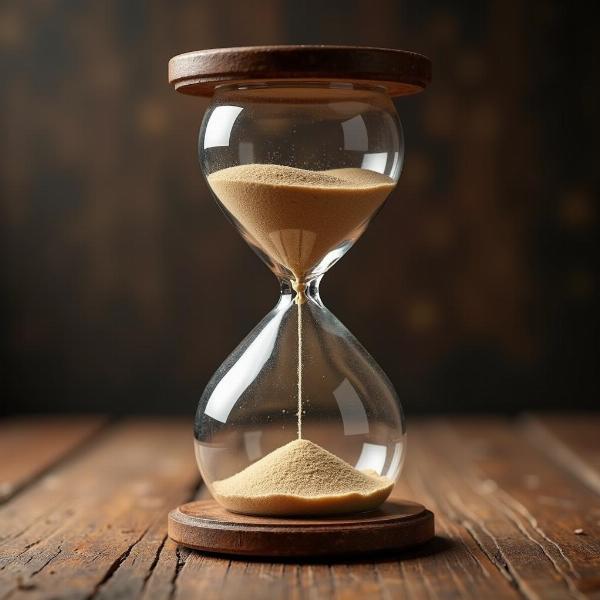 Sand flowing in an hourglass representing waqt