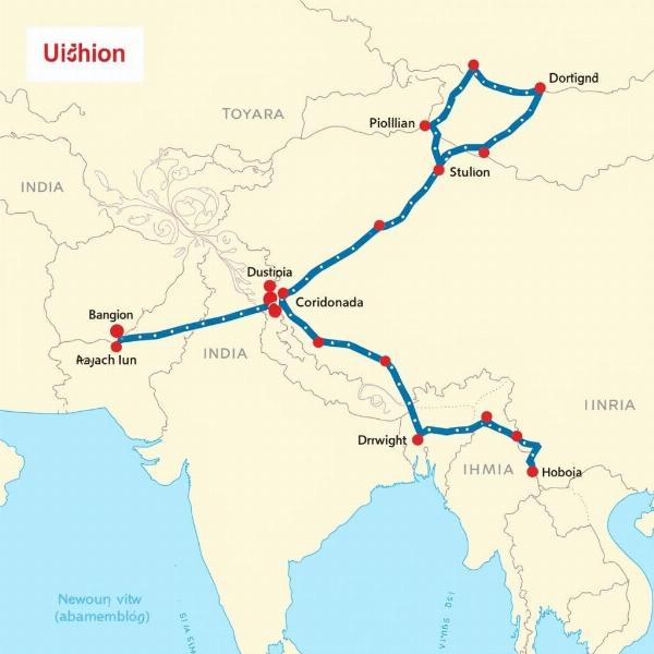 Map showing the way to Ujjain