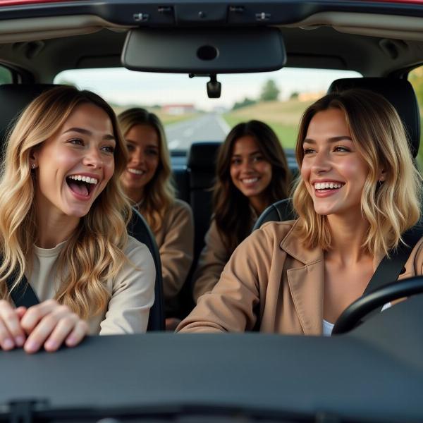 Friends in a Car Ready to Go