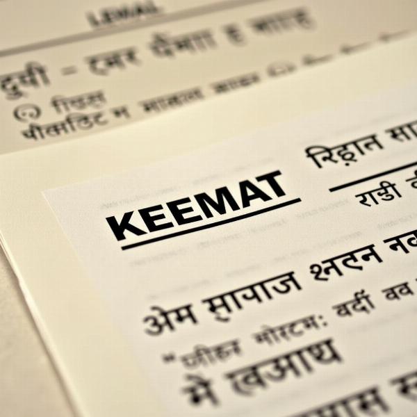 Using "Keemat" in Legal Documents in Hindi