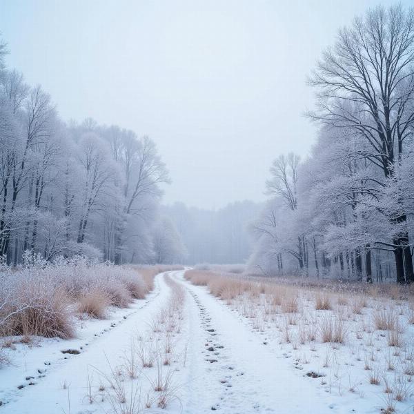 Winter Landscape with a Dusting of Snow