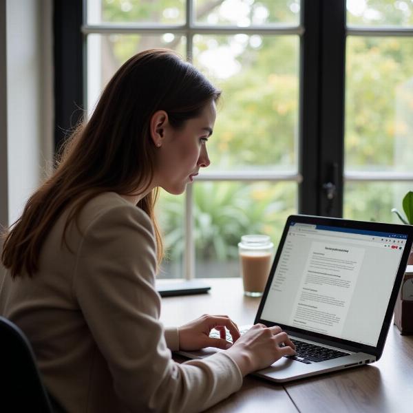 Woman Searching Information Online on Her Laptop