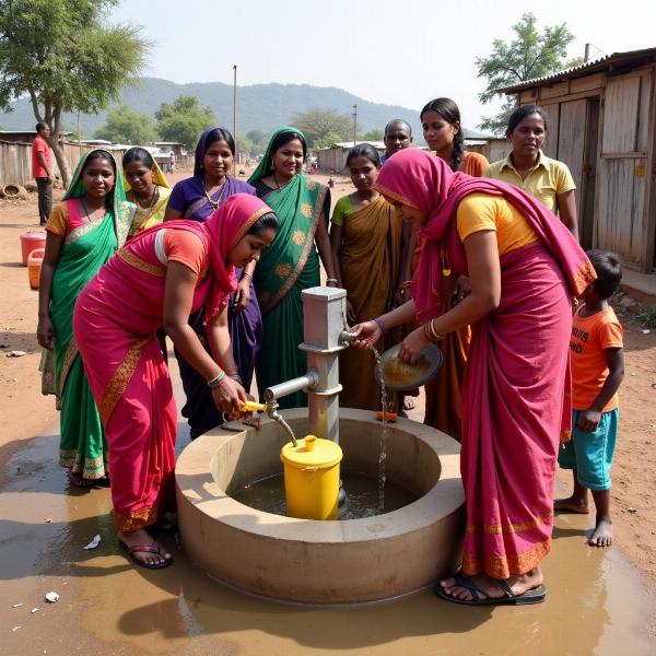 Women Gathering Around a Handpump