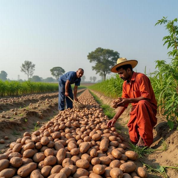 Potato Harvest on an Indian Farm