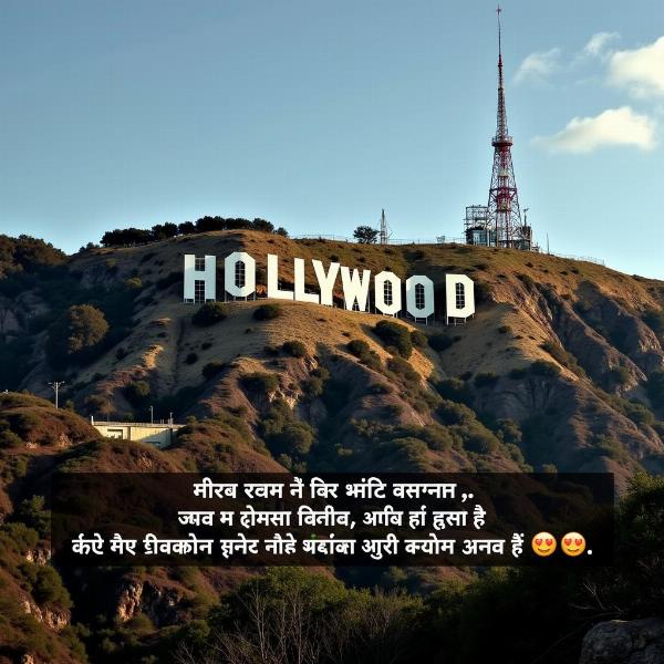 Hollywood sign with Hindi subtitles