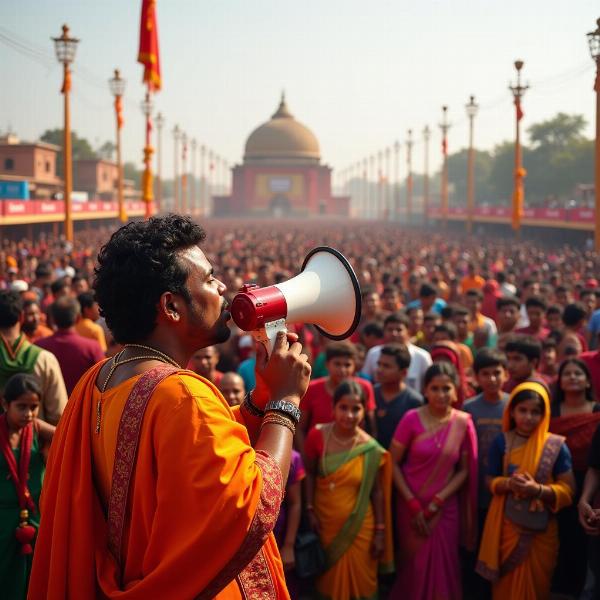 Announcer at an Indian Festival