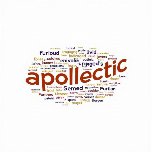 Word cloud showcasing synonyms of apoplectic