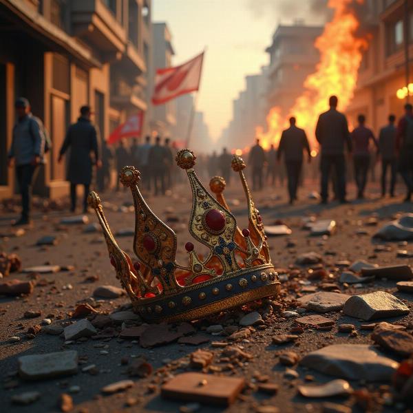 Political Instability Depicted as a Broken Crown