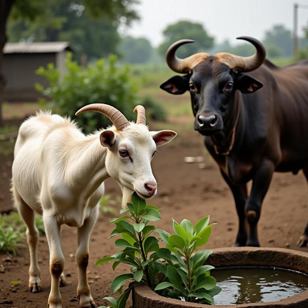 Goat and Buffalo in Hindi